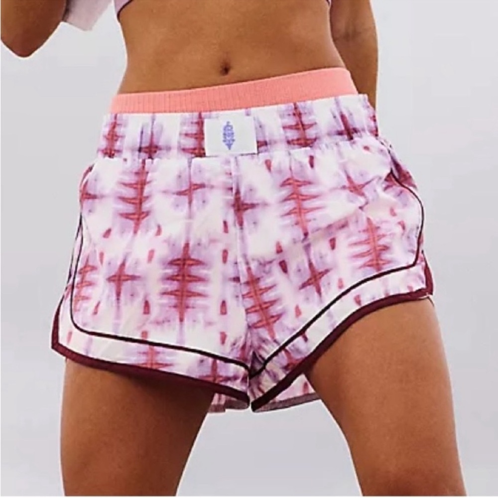 Free People Movement Varsity Blues Pink and White Printed Shorts -Sand Storm - Picture 6 of 15